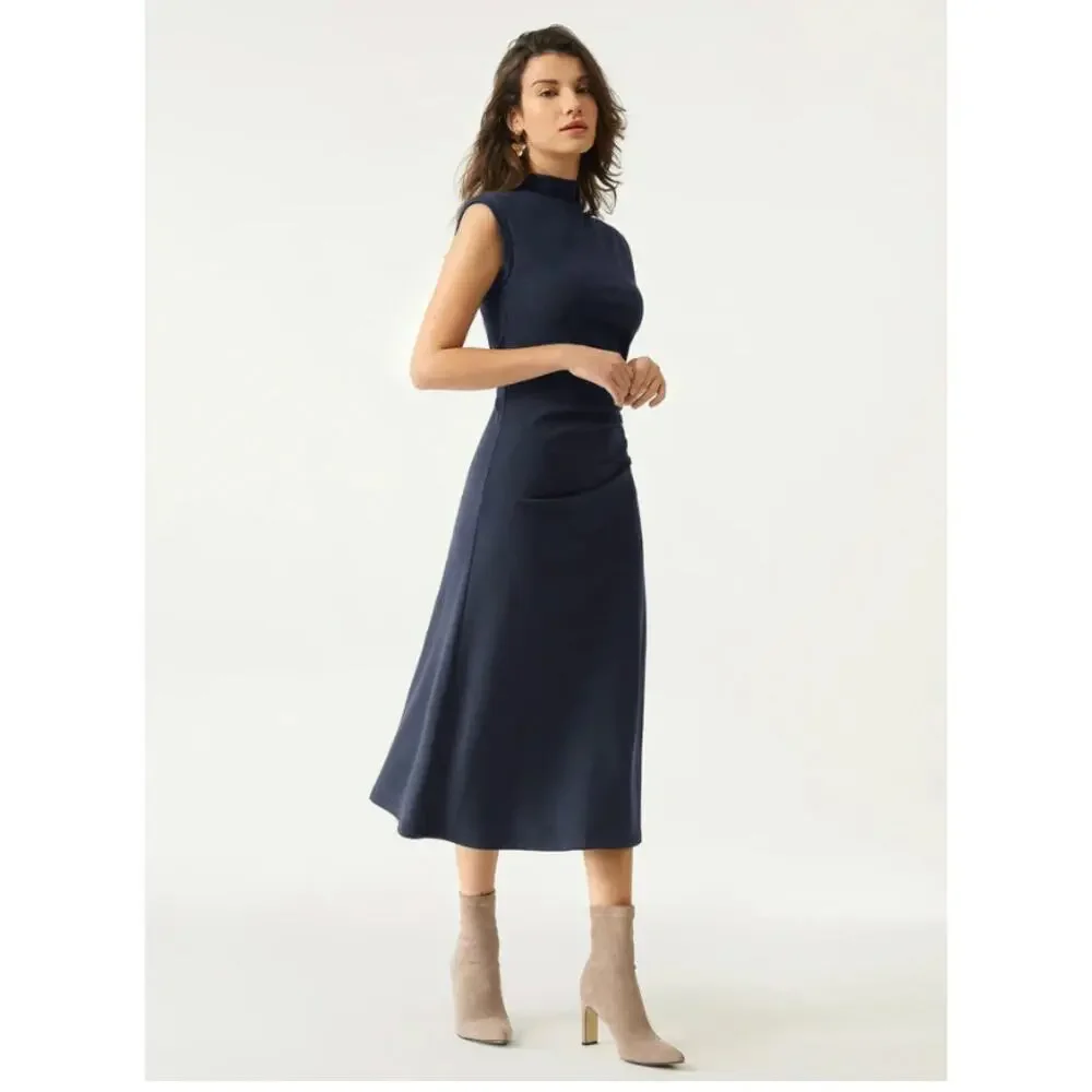 OGL Mockneck Tucks Midi Dress NWT SIZE M - Picture 2 of 3